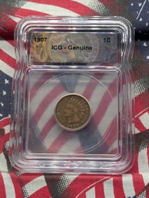 1907 Indian Head Cent - ICG Cert. GENUINE
