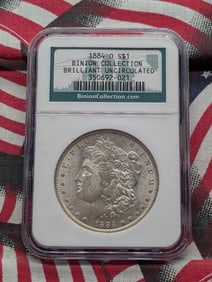 1884-O Morgan Silver Dollar - NGC BRILLIANT UNC - Binion Collection