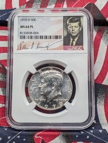 1970-D Kennedy 40% Silver Half Dollar - NGC MS64 PROOF LIKE w/ Signature Holder - KEY DATE!!