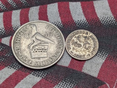 1957 Netherland Antilles 1/10 Silver Gulden & 1949 Southern Rhodesia 1 Shilling - VF (2 PCS)