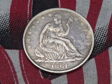 1861-O w/ Drapery Seated Liberty Half Dollar
