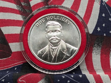 1 Troy Oz. .999 FINE SILVER Wild West Legends - Doc Holiday Designed Round in Capsule