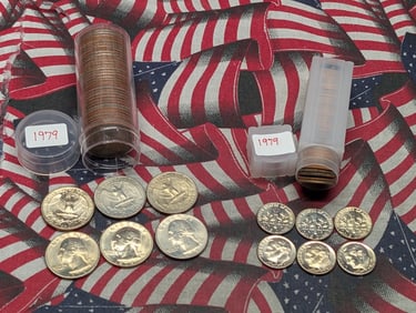 Full Tube of 1979-P&D Roosevelt Dimes & Full Tube of 1979-P&D Washington Quarters (2 Tubes - 90