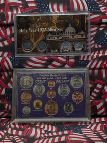 Holy Year 1975 Vatican Mint Set in Display & Great Britain Complete Decimal Issue and Last Type Coin