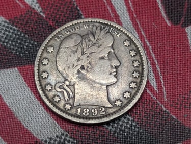 1892 Barber Silver Quarter - FINE/VF