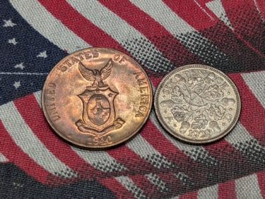 1929 Great Britain Silver Sixpence & 1940-M Philippines 1 Centavo (2 PCS)