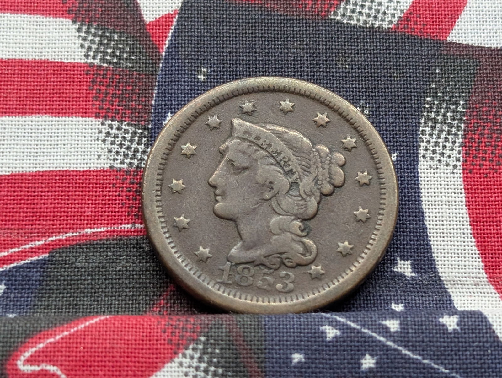 1853 Braided Hair Large Cent - VF (1 of 2)