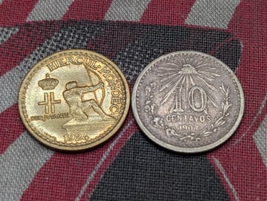 1924 Monaco 50 Centimes - XF/UNC & 1907 Mexico 10 Silver Centavos (2 PCS)