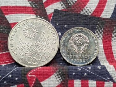 1972-J Germany 10 Silver Marks & (1969) Soviet 50 Kopecks (2 PCS)