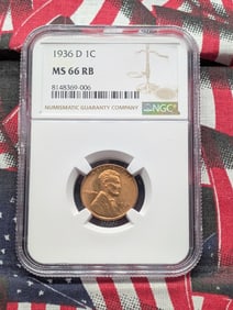 1936-D Lincoln Wheat Cent - NGC MS66 RB