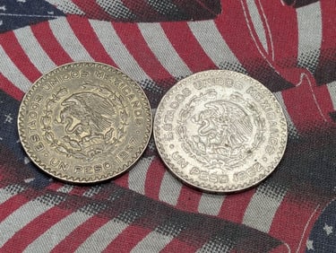 1957 & 1962 Mexico 1 Peso 10% Silver Each