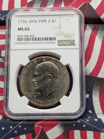 1776-1976 Type 2 Eisenhower Dollar - NGC MS65