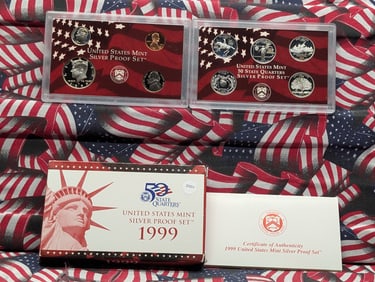 1999-S U.S. Mint SILVER Proof Set In OGP With COA, 9 Coins