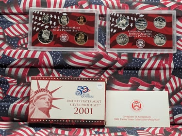 2001-S U.S. Mint SILVER Proof Set In OGP With COA, 10 Coins