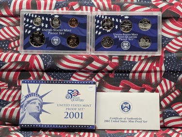 2001-S U.S. Mint Proof Set In OGP With COA, 10 Coins