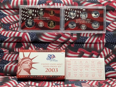 2003-S U.S. Mint SILVER Proof Set In OGP With COA, 10 Coins