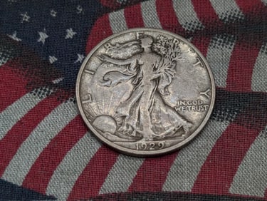 1929-D Walking Liberty Silver Half Dollar - VF+