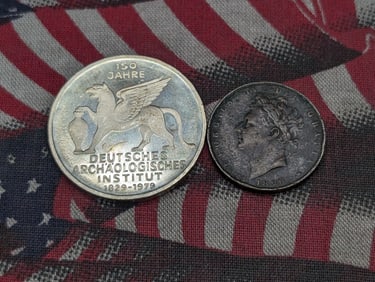 1979-J Germany 5 Silver Marks & 1826 Great Britain Farthing - VF (2 PCS)