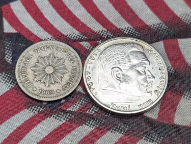 1909 Uruguay 5 Centesimos & 1935-E Germany 5 Silver Reichsmark (2 PCS)