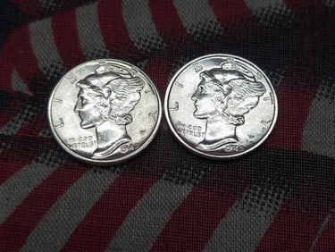 1942-D & 1942 Mercury Silver Dimes - Both BU (2 PCS)