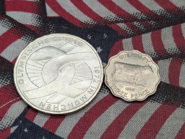 1956 Guernsey Three pence & 1972-J Germany 10 Silver Marks (2 PCS)