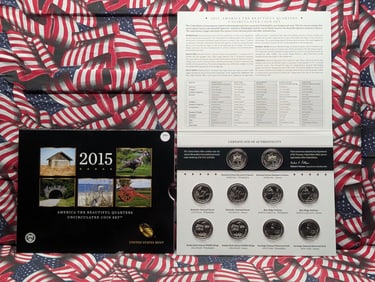 2015 P&D America The Beautiful Quarters Uncirculated Coin Set In OGP