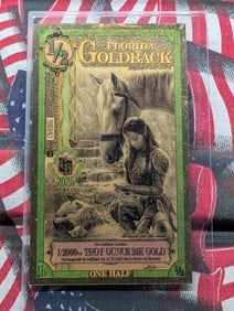 1/2000th Troy Oz. 24k PURE GOLD 2025 1/2 Dollar Florida Goldback
