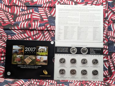 2017 P&D America The Beautiful Quarters Uncirculated Coin Set In OGP