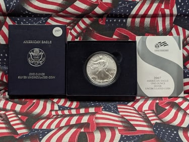 2007-W American Silver Eagle One Ounce .999 Fine Silver Uncirculated Coin In OGP With COA