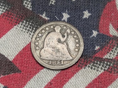 1851-O w/ Stars Seated Liberty Half Dime - BETTER DATE - GOOD+