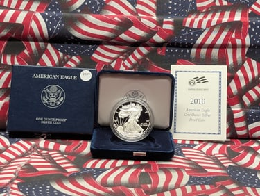 2010-W American Silver Eagle One Ounce  .999 Fine Silver Proof Coin In OGP With COA