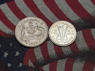 1963 Australia Silver Threepence & Sixpence - Both MS64 (2 PCS)