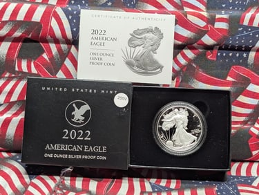 2022-W American Silver Eagle One Ounce  .999 Fine Silver Proof Coin In OGP With COA