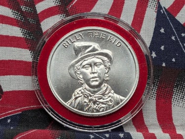 1 Troy Oz. .999 FINE SILVER Wild West Legends - Billy the Kid Designed Round in Capsule