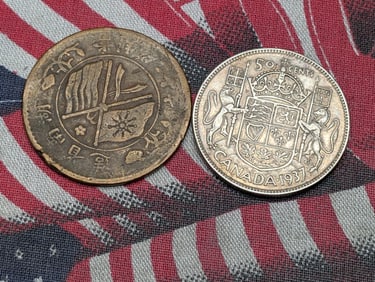 1919 China 20 Cash & 1937 Canada 50 Silver Cents (2 PCS)