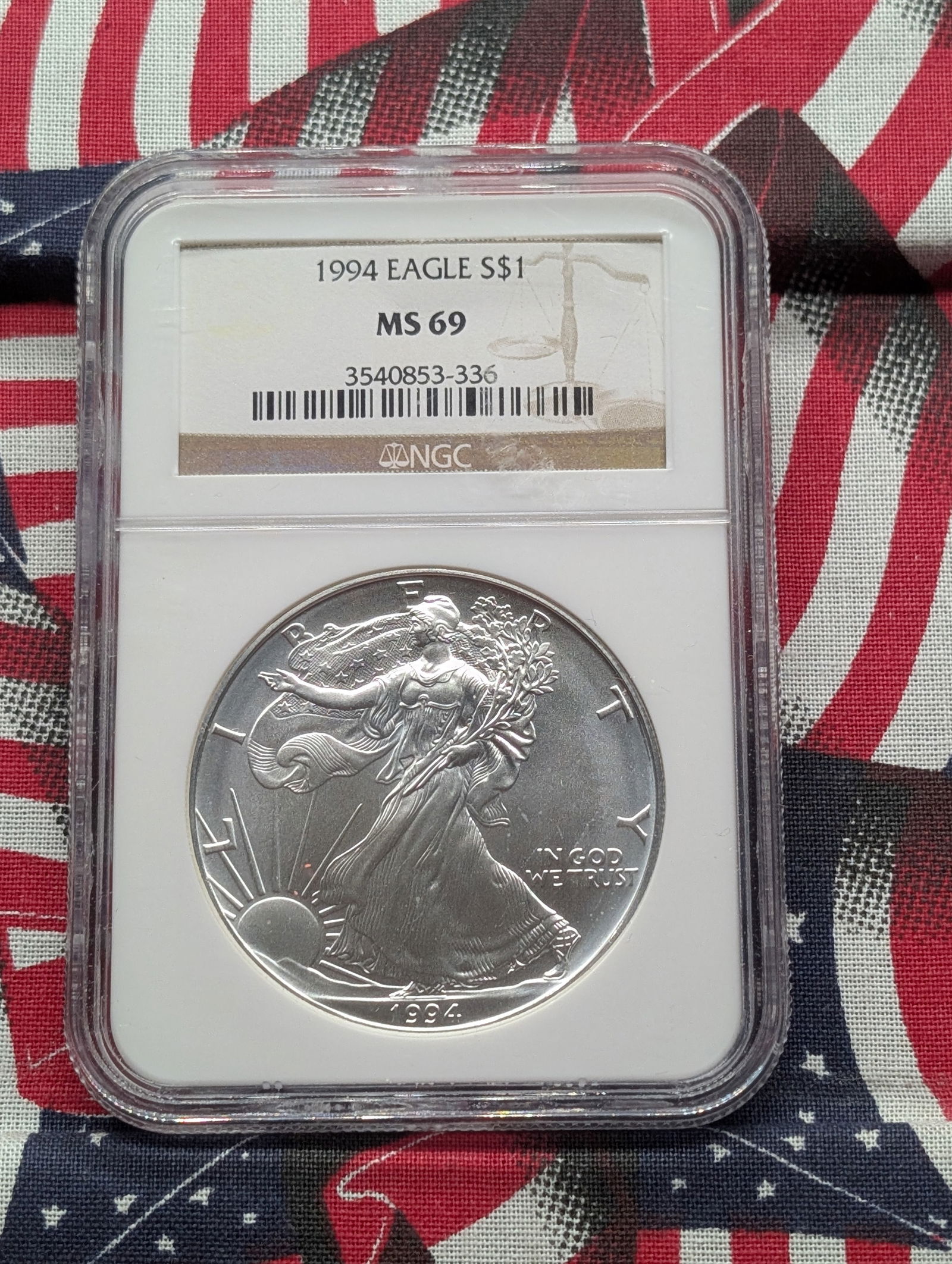 1994 American Silver Eagle One Dollar, NGC MS 69,  .999 Fine Silver One Troy Ounce. (1 of 4)