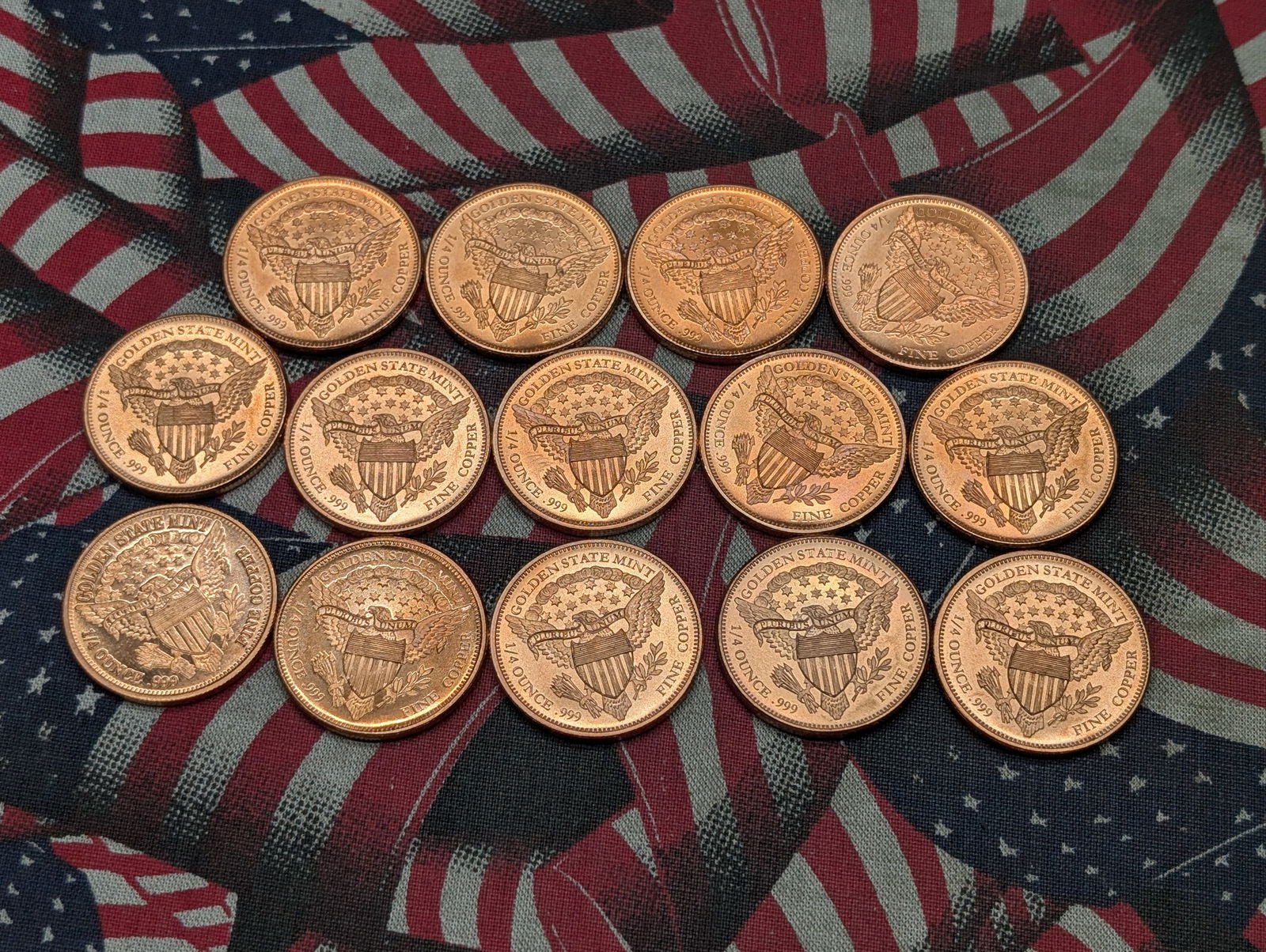 1/4th Oz. Each .999 FINE COPPER Various Designed Rounds (14 PCS) (1 of 7)