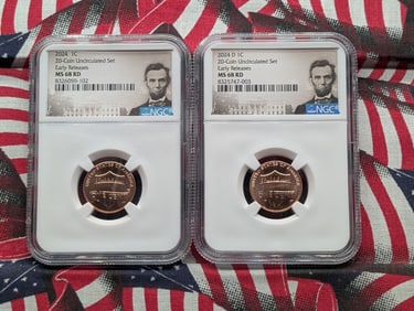 2024-D & 2024 Lincoln Shield Cents - Both NGC MS68 RD - Early Release (2 PCS)