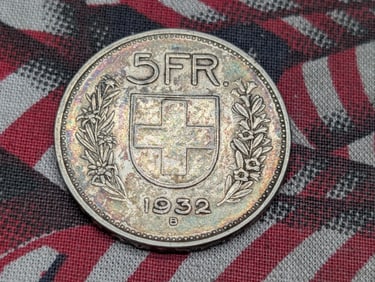 1932 B Switzerland Silver 5 Franc
