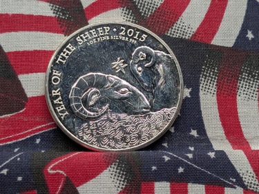 2015 Year Of The Sheep 2 Pound Coin, One Ounce .999 Fine Silver