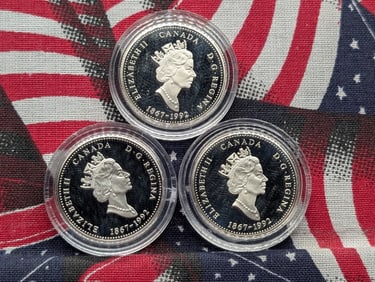 (3) 1867-1992 PROOF Canada 25 Silver Cents - Nova Scotia, Saskatchewan & Prince Edward  Island in