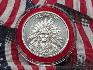 1 Oz. .999 FINE SILVER Wild West Legends - Geronimo Designed Round in Capsule
