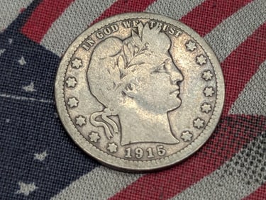 1915-S Barber Silver Quarter - VG+