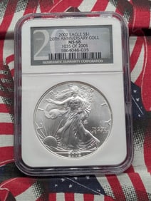2002 American Silver Eagle - NGC MS68 - 20th Anniv. Coll