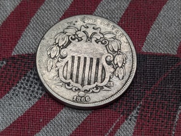 1866 Shield Nickel w/ Rays - VG/FINE