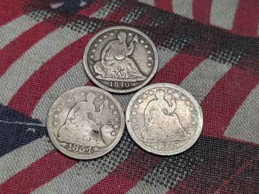 1840, 1847 & 1854 w/Arrows, Seated Liberty Half Dimes (3 PCS)