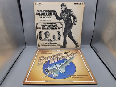 Lot of (2) Captain Midnight Vinyl Albums - Varying Conditions