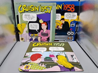 Lot of (3) Assorted Cruisin 1950s Compilation Vinyl Albums - Varying Conditions
