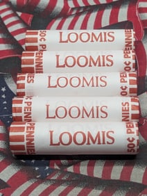 Five Rolls of 2025 BU Lincoln Shield Cents - 250 Coins Total