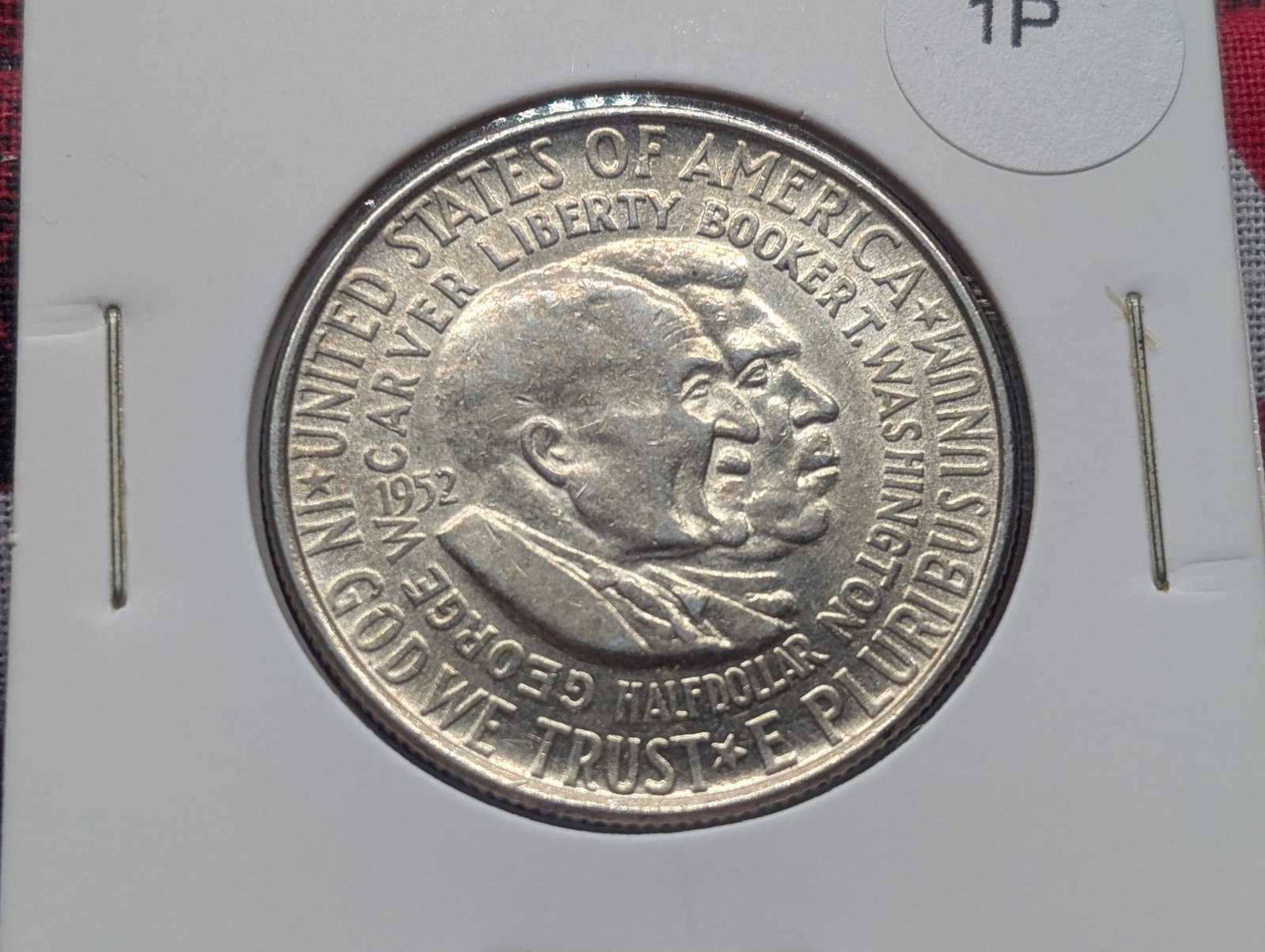 1952 Washington Carver Commemorative Half Dollar, 90% Silver: 1952 Washington Carver Commemorative Half Dollar, 90% Silver